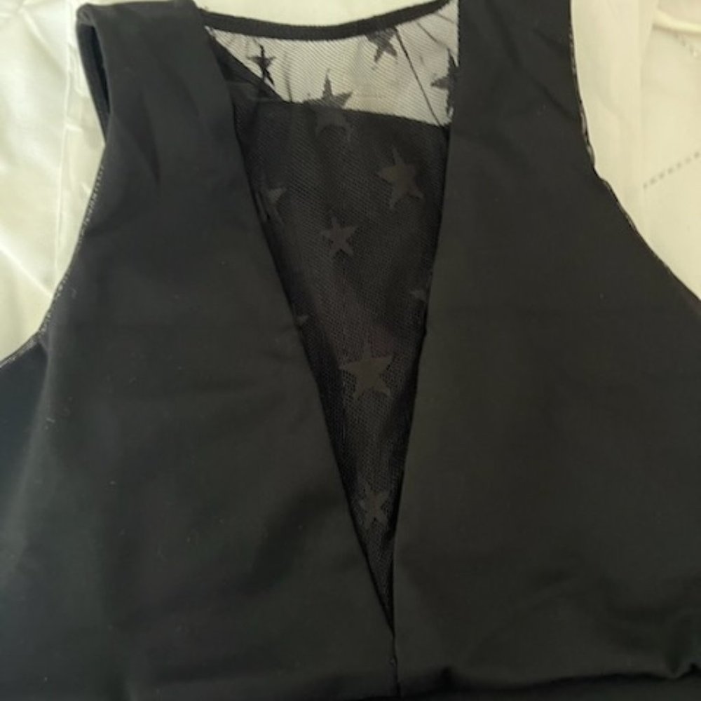 Forever 21 Sports Bra Black with Stars Size Large NWOT